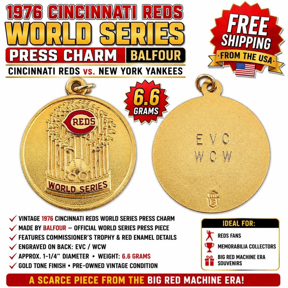 Rare 1976 Cincinnati Reds World Series Press Pendant - New York Yankees BALFOUR
